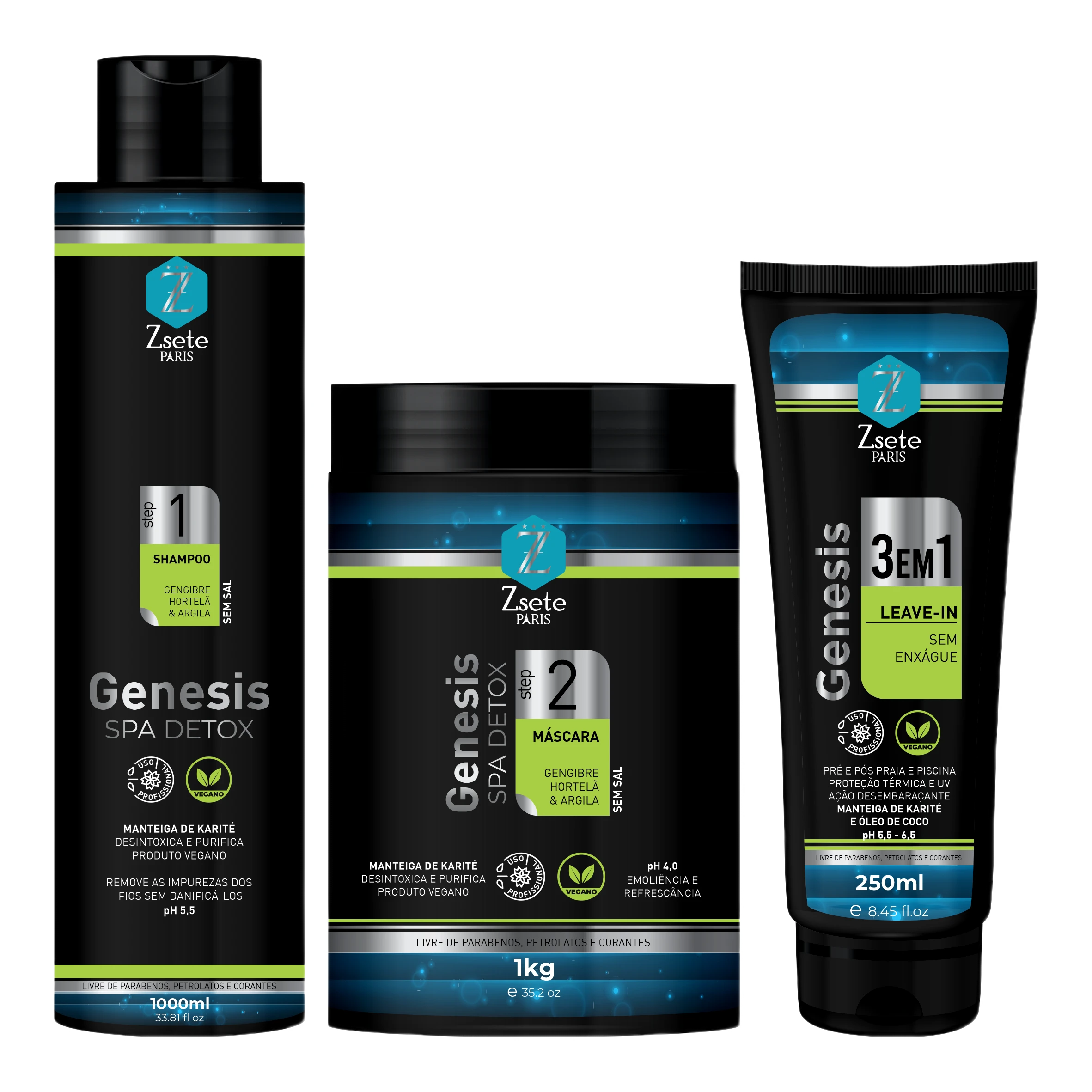 KIT SPA DETOX GENESIS ZSETE PARIS 2.3 KG DESINTOXICAÇAO E RECONSTRUÇÃO
